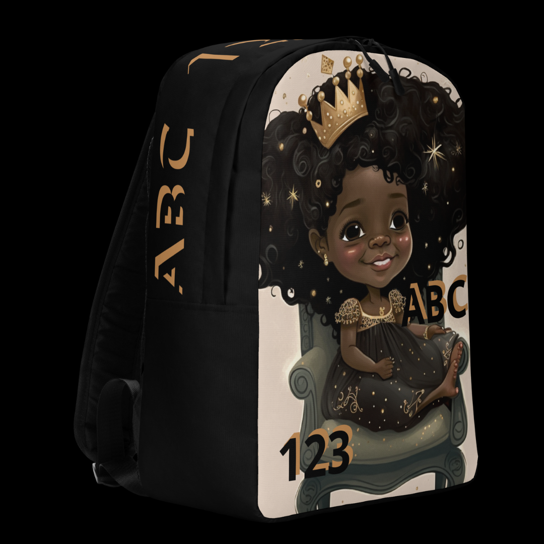 The "Princess ABC and 123" Minimalist Backpack (Black)