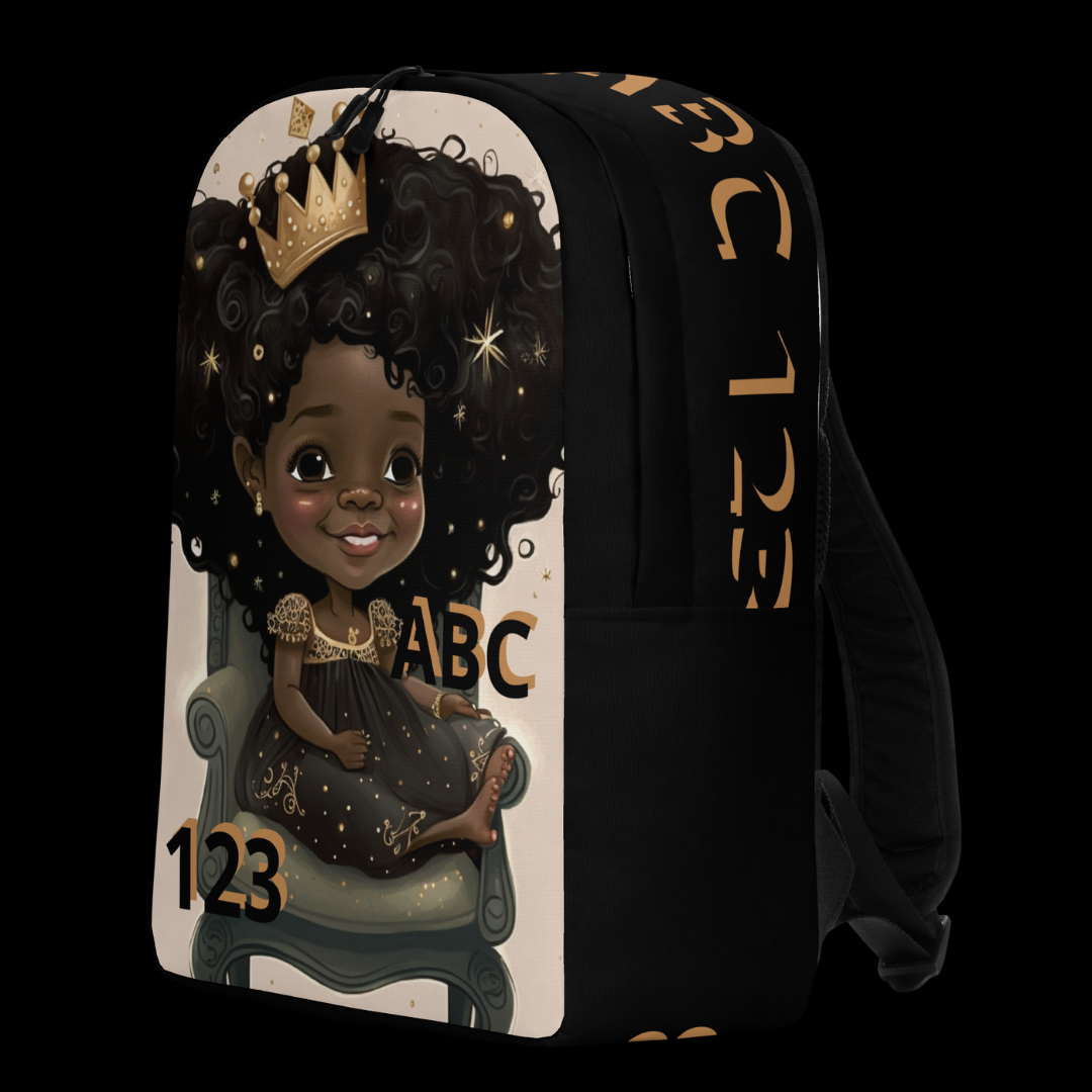 The "Princess ABC and 123" Minimalist Backpack (Black)